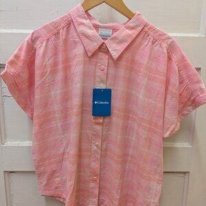NWT Columbia W's Camp Henry IV SS Shirt in Pink Plaid
